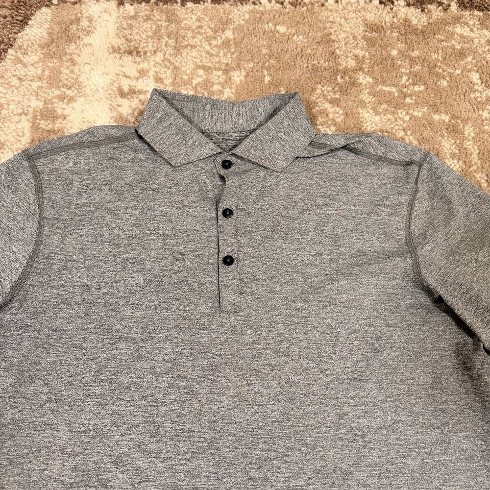 Lululemon Polo Shirt Mens Medium Gray Activewear Evolution Performance Golf - Picture 2 of 7